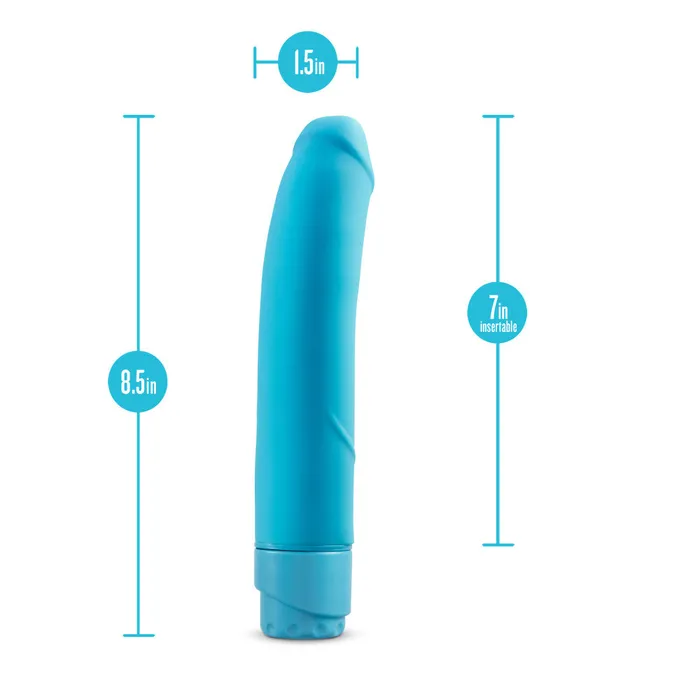 Luxe By Blush Beau GSpot Blue 85Inch Long Vibrating Dildo Blush Vibrators