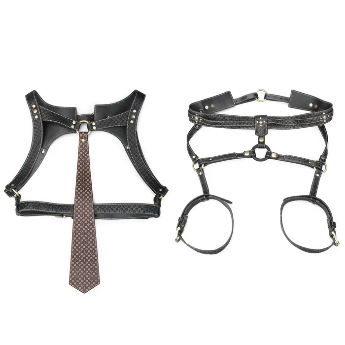 Male Sex Toys Rebellion Reign Faux Leather Full Body Harness Sets lovetoy