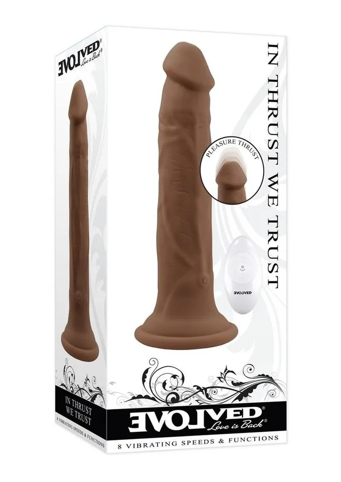 Evolved In Thrust We Trust Rechargeable Silicone Dildo with Remote Female Sex Toys